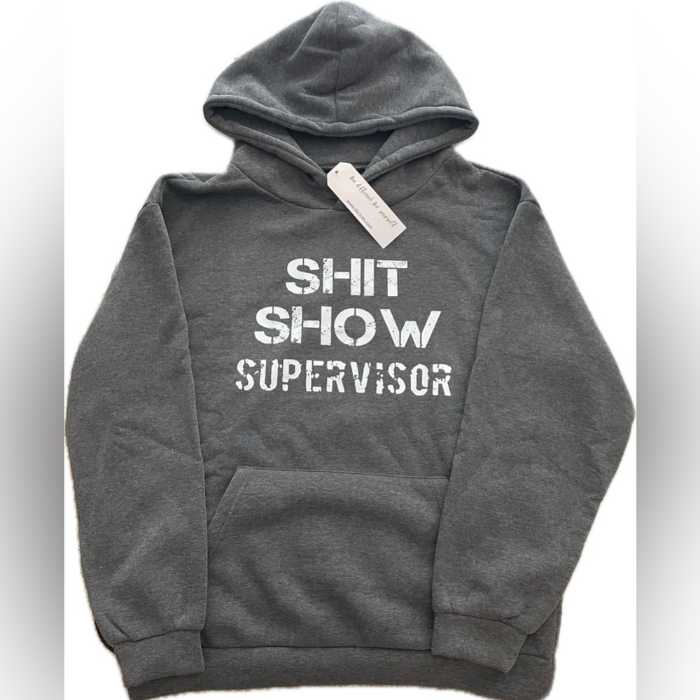 Dark Gray Hoodie with Bold Text